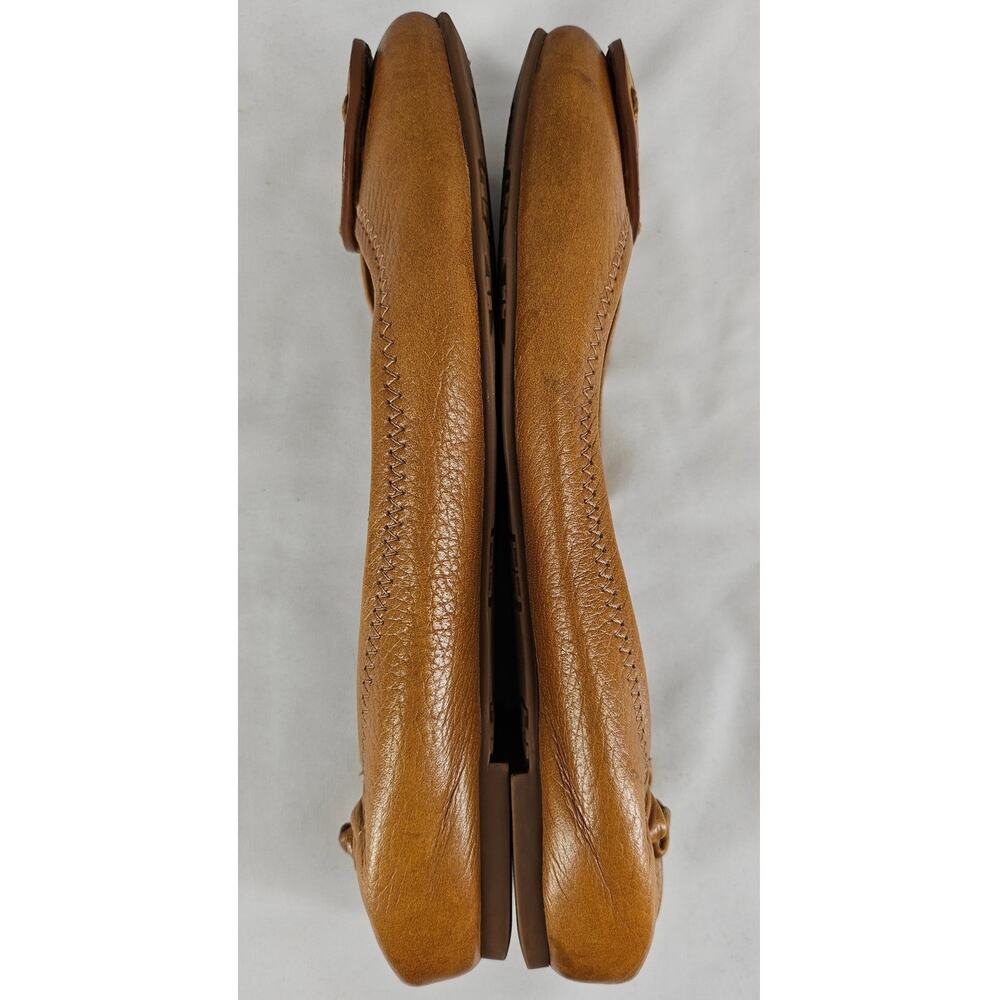 Tory Burch Tan Leather Logo Round Toe Ballet Flats - Picture 10 of 12